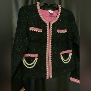 Jad Blazer with Pearl and pink Trim Size Medium